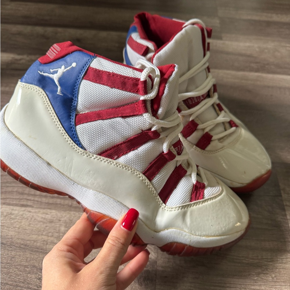 Nike White, Red, and Blue High-Top Sneakers